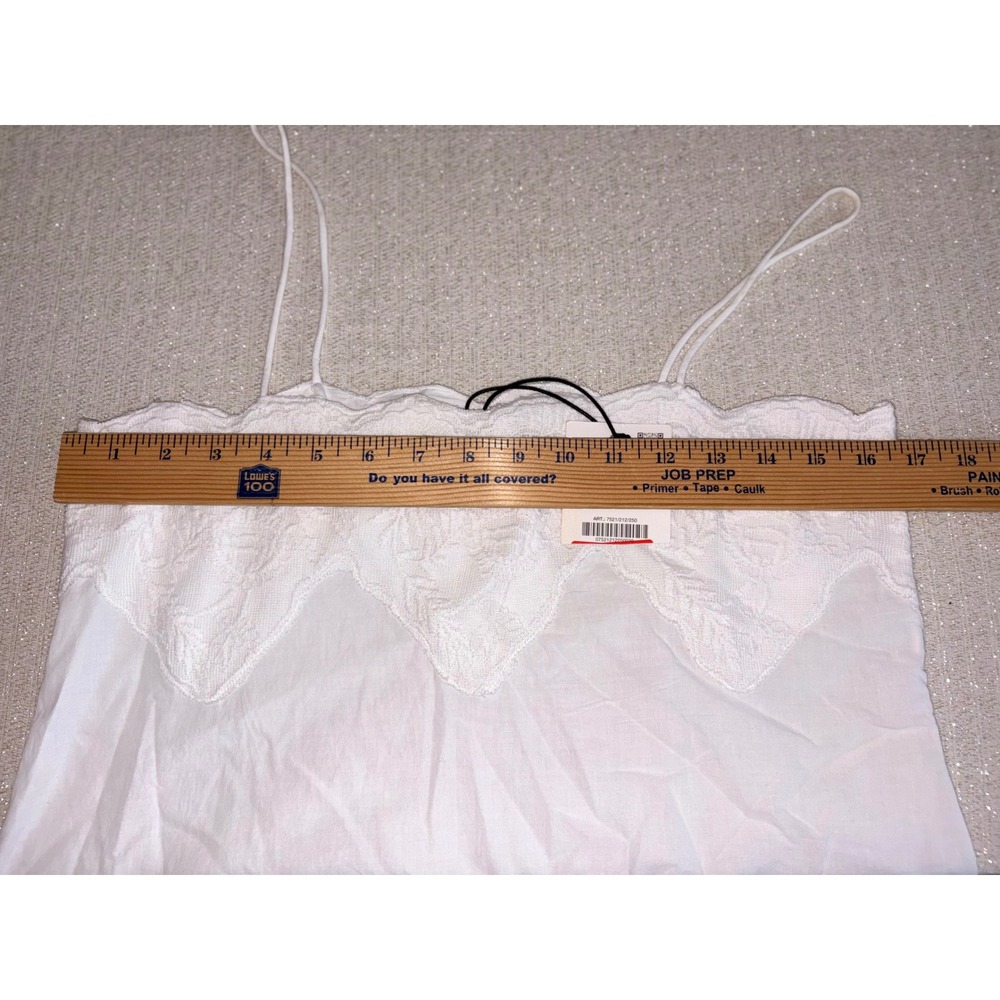 Zara Linen Midi Dress medium White New Embroidered Scallop Spaghetti Strap - Picture 13 of 16